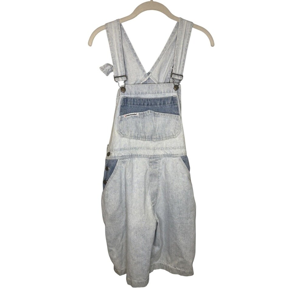 Deadstock Vintage 90s London London Striped Denim Shortalls Overalls Womens M